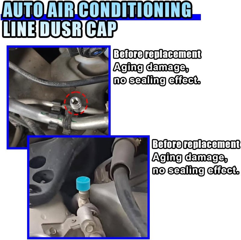 LHDOS 2PCS Car A/C Charging Valve Caps, Leakproof R134a Air Conditioning System Charging Port Caps Replacement, High and Low Pressure Ac Caps Auto A/C Valve Core Caps Seal Kit for Most Cars (2PCS) - Image 4